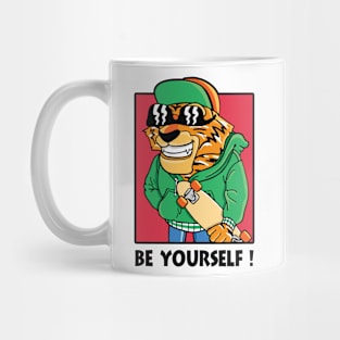 Be Yourself  Bold Lion Skateboard Design Mug
